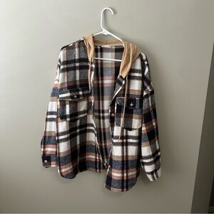 Altar'd State Tan and Black Plaid Jacket